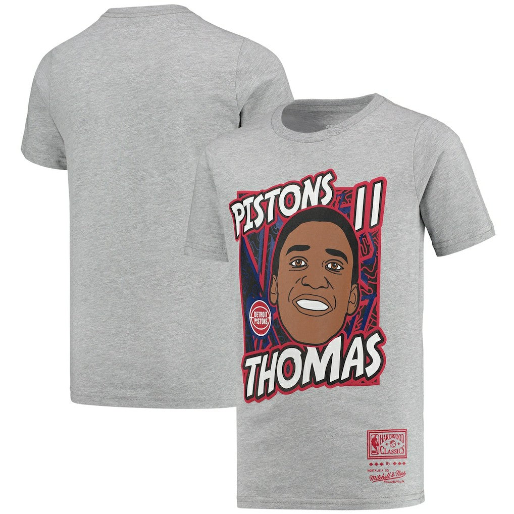 Mitchell & Ness Isiah Thomas Detroit Pistons Youth Hardwood Classics King of the Court Player T-Shirt Gray