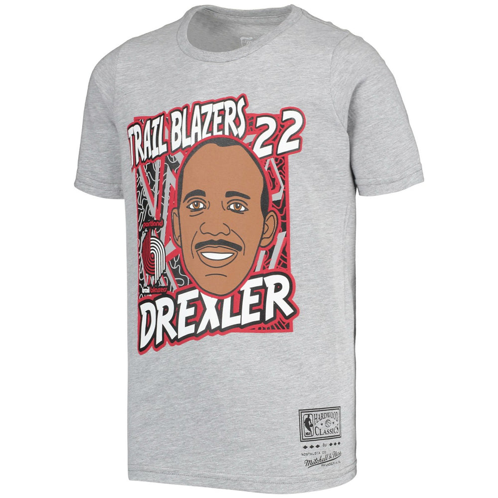Mitchell & Ness Clyde Drexler Portland Trail Blazers Youth Hardwood Classics King of the Court Player T-Shirt Gray