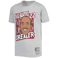 Mitchell & Ness Clyde Drexler Portland Trail Blazers Youth Hardwood Classics King of the Court Player T-Shirt Gray