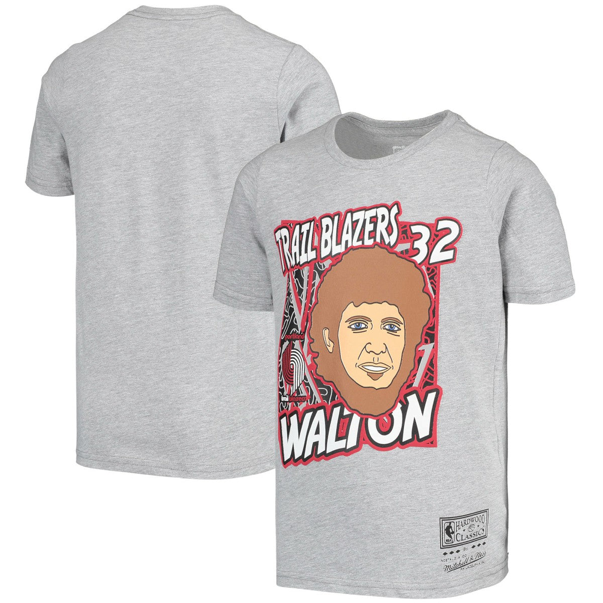 Mitchell & Ness Bill Walton Portland Trail Blazers Youth Hardwood Classics King of the Court Player T-Shirt Gray