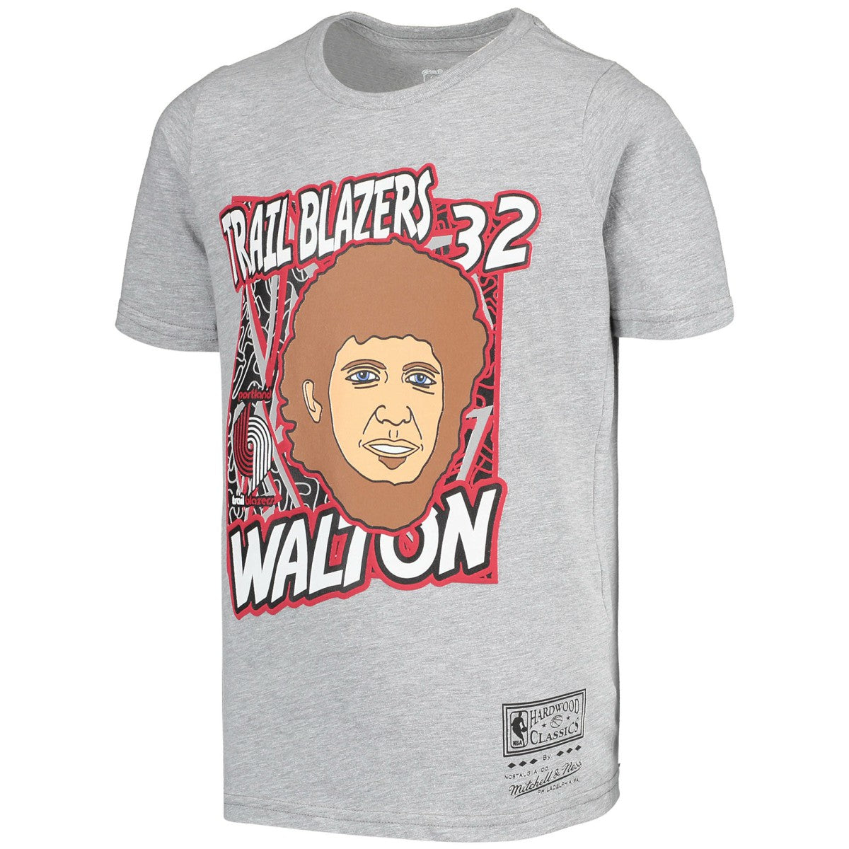 Mitchell & Ness Bill Walton Portland Trail Blazers Youth Hardwood Classics King of the Court Player T-Shirt Gray