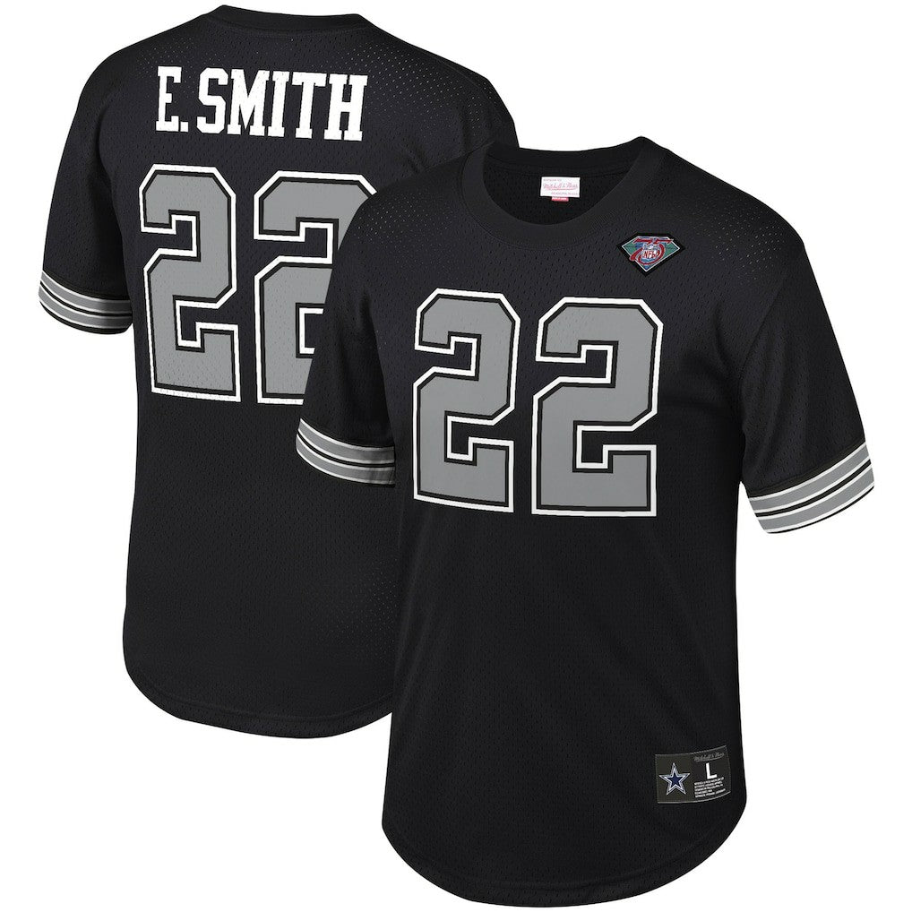 Emmitt Smith Dallas Cowboys Retired Player Name & Number Mesh Top - Black - Mitchell & Ness