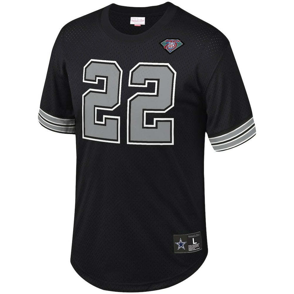 Emmitt Smith Dallas Cowboys Retired Player Name & Number Mesh Top - Black - Mitchell & Ness