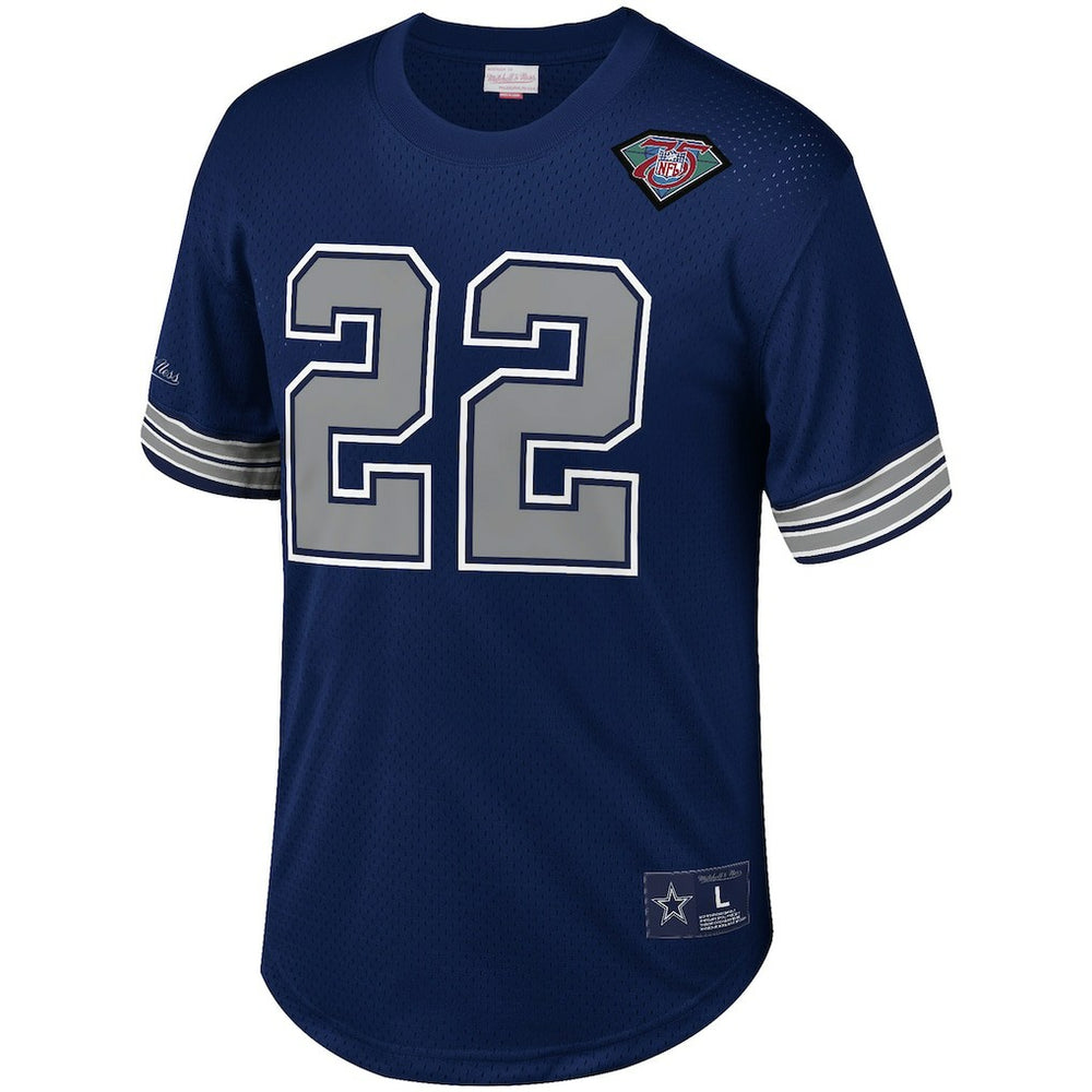 Emmitt Smith Dallas Cowboys Retired Player Name & Number Mesh Top - Navy - Mitchell & Ness