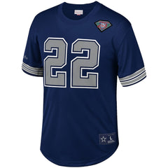 Emmitt Smith Dallas Cowboys Retired Player Name & Number Mesh Top - Navy - Mitchell & Ness