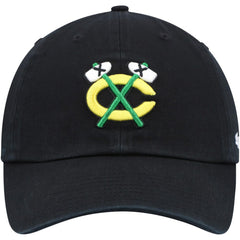Chicago Blackhawks '47 Alternate Logo Clean Up Adjustable Hat - Black | 47 brand Lifestyle