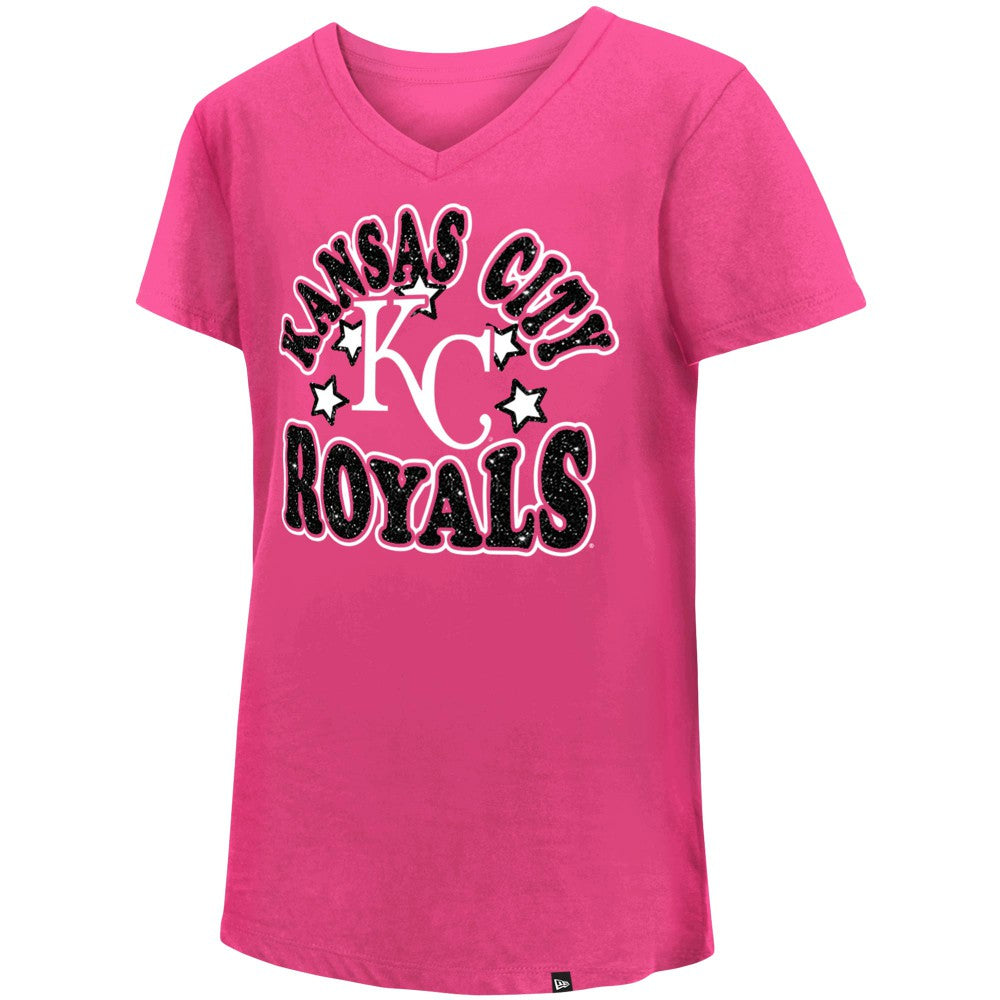Kansas City Royals New Era Girls Youth Jersey Stars V-Neck T-Shirt for sale
