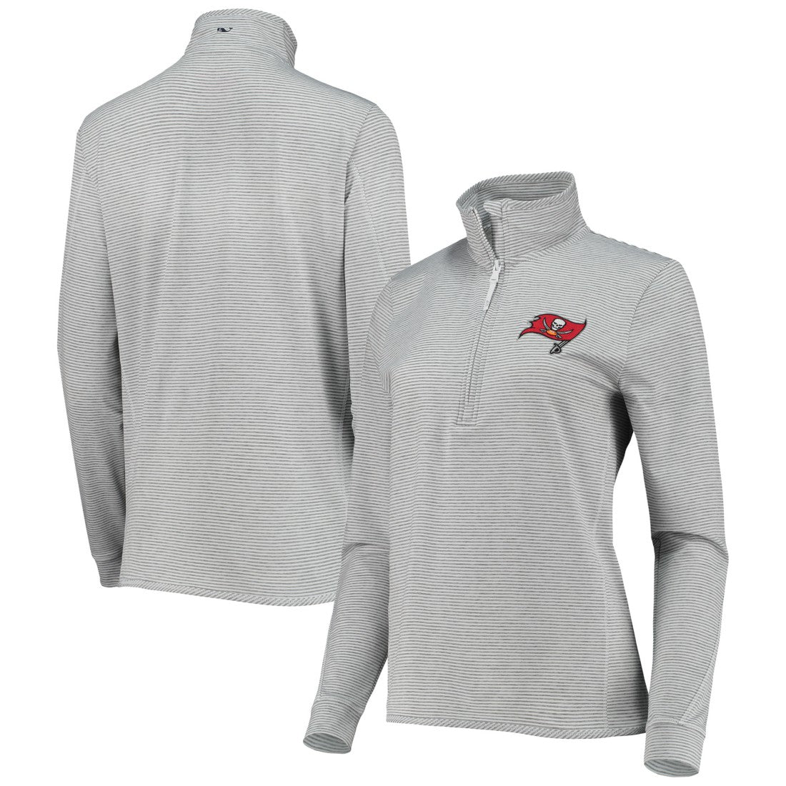Tampa Bay Buccaneers Vineyard Vines Women's Sankaty Shep Half-Zip Pullover Top - Heather Gray - NFL