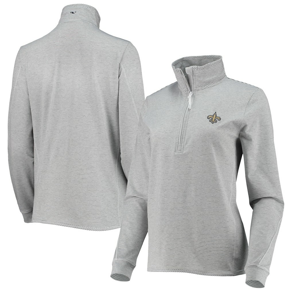 New Orleans Saints Vineyard Vines Women's Sankaty Shep Half-Zip Pullover Top - Heather Gray - NFL