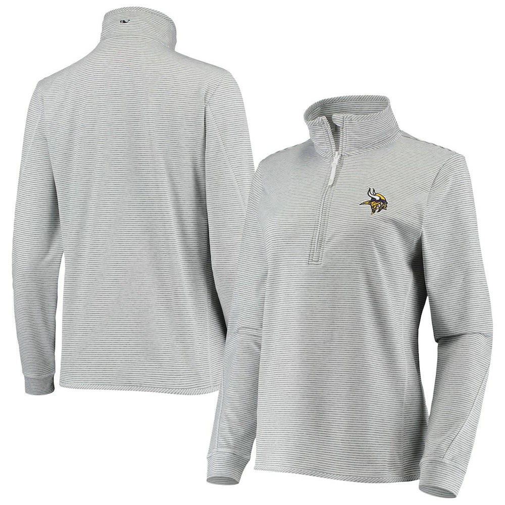 Minnesota Vikings Vineyard Vines Women's Sankaty Shep Half-Zip Pullover Top - Heather Gray - NFL