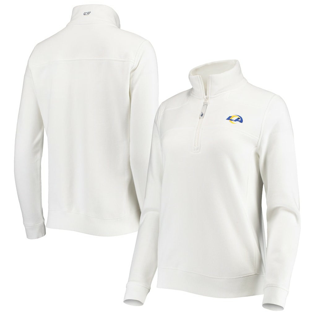 Los Angeles Rams Vineyard Vines Women's Shep Shirt Quarter-Zip Sweatshirt - White - NFL