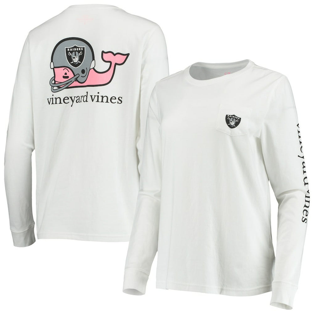 Las Vegas Raiders Vineyard Vines Women's Helmet Long Sleeve T-Shirt - White - NFL