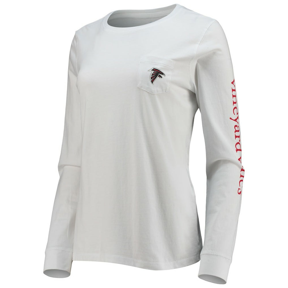 Atlanta Falcons Vineyard Vines Women's Helmet Long Sleeve T-Shirt - White - NFL