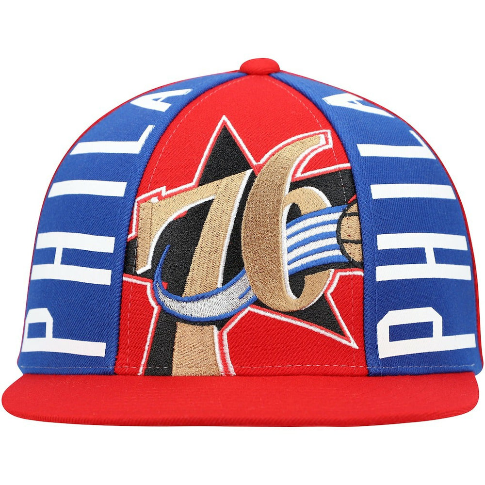 Mitchell & Ness Philadelphia 76ers Hardwood Classics Big Face Callout Snapback Hat Red