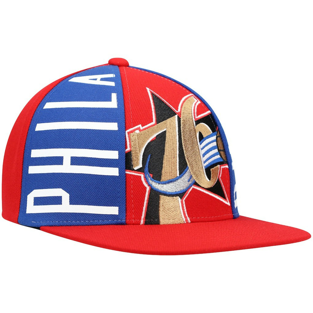 Mitchell & Ness Philadelphia 76ers Hardwood Classics Big Face Callout Snapback Hat Red
