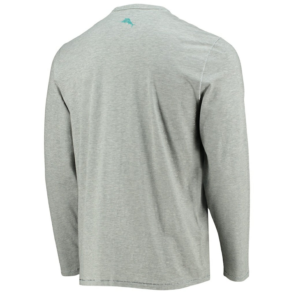 Miami Dolphins Sport Lei Pass Long Sleeve T-Shirt - Heathered Gray - Tommy Bahama