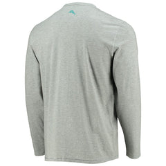 Miami Dolphins Sport Lei Pass Long Sleeve T-Shirt - Heathered Gray - Tommy Bahama