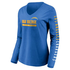 Los Angeles Chargers Women's Slogan V-Neck Long Sleeve T-Shirt - Powder Blue - Fanatics