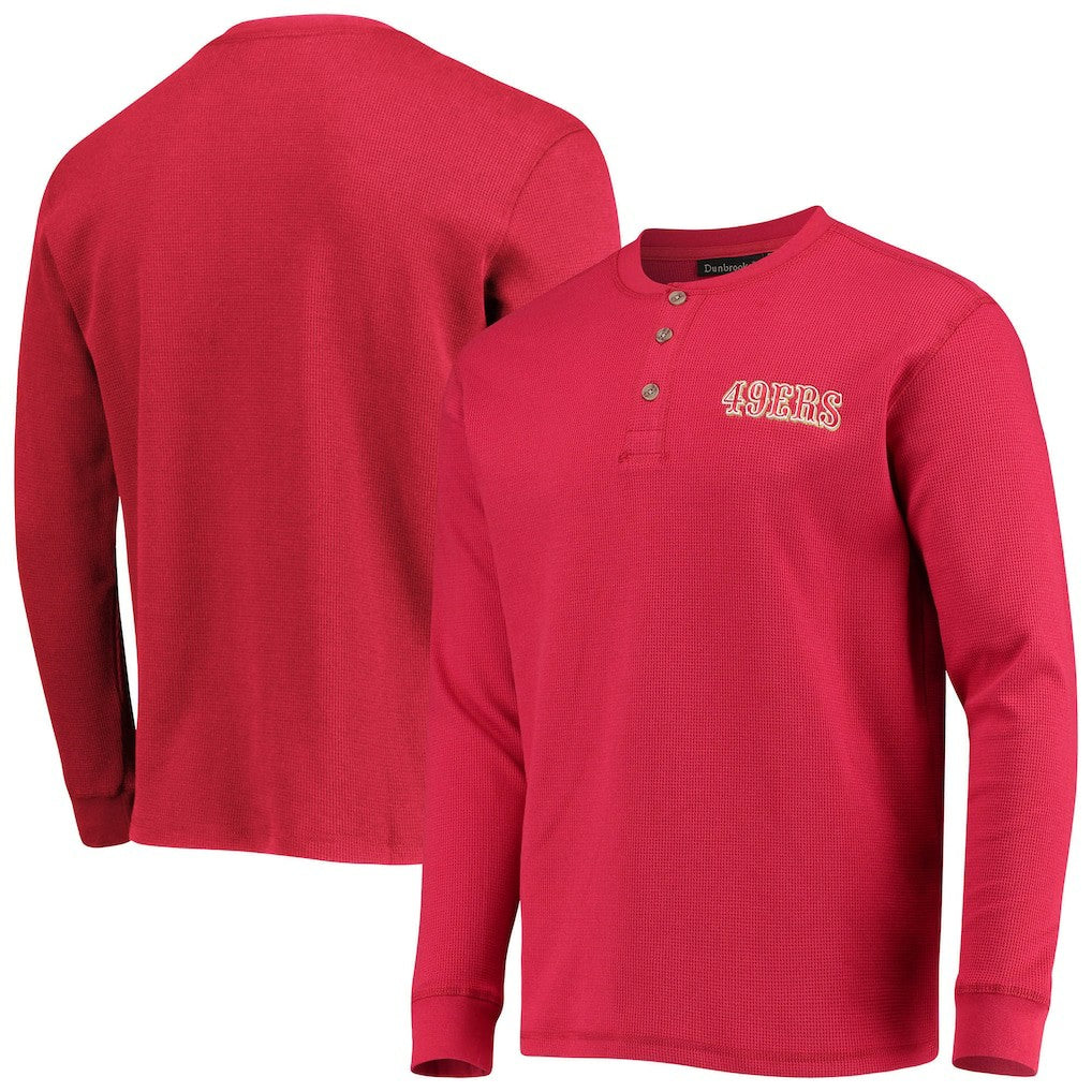 San Francisco 49ers Dunbrooke Logo Maverick Thermal Henley Long Sleeve T-Shirt - Scarlet - NFL
