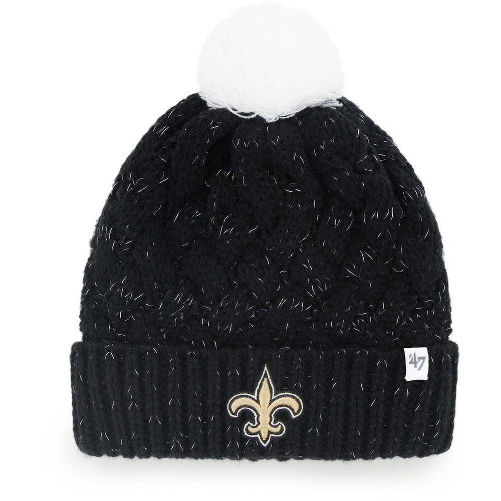 New Orleans Saints '47 Women's Fiona Logo Cuffed Knit Hat with Pom - Black - 47 brand