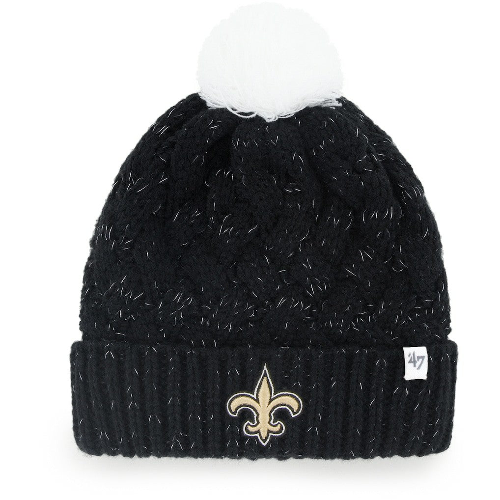 New Orleans Saints '47 Women's Fiona Logo Cuffed Knit Hat with Pom - Black - 47 brand