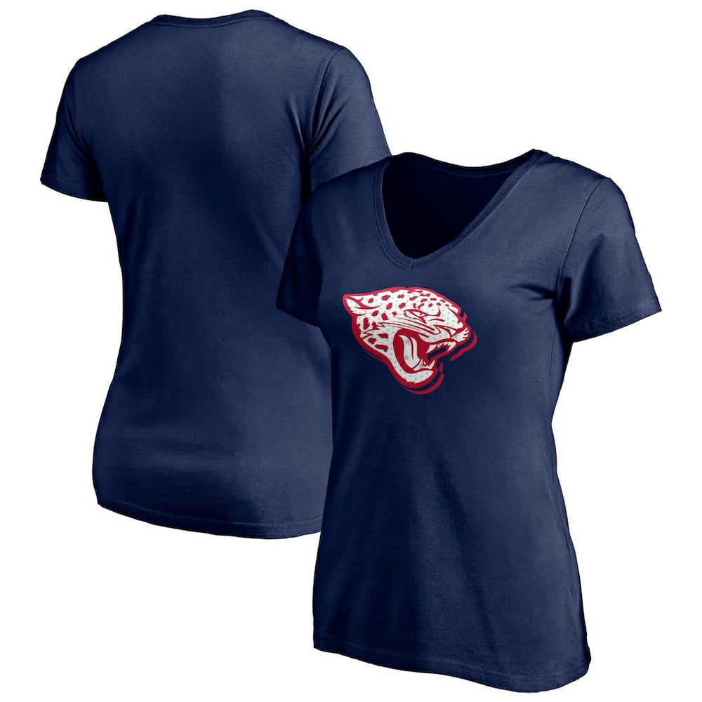 Jacksonville Jaguars Women's Red White and Team V-Neck T-Shirt - Navy - NFL