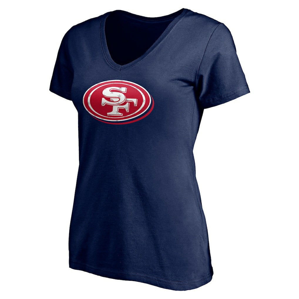 San Francisco 49ers Women's Red White and Team V-Neck T-Shirt - Navy - NFL