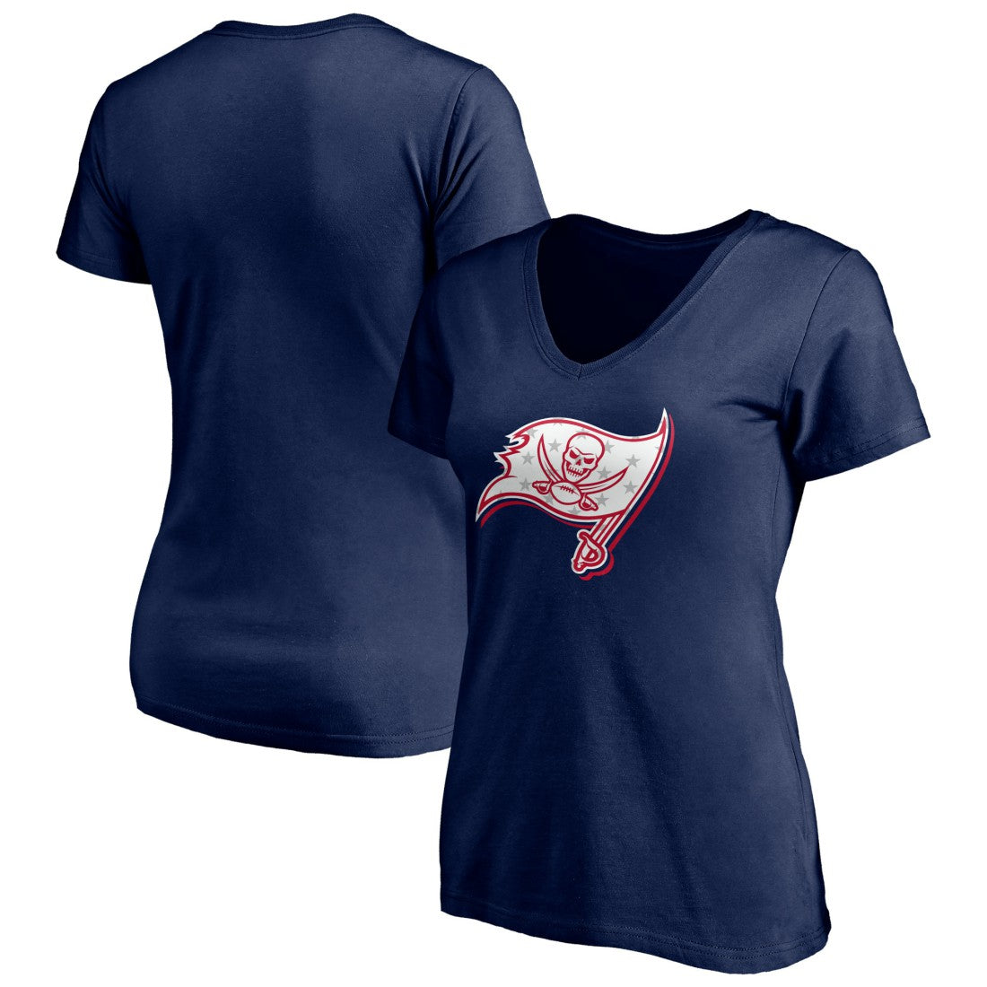 Tampa Bay Buccaneers Women's Red White and Team V-Neck T-Shirt - Navy - NFL