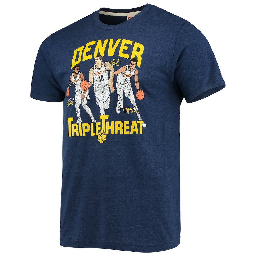 Jamal Murray/Michael Porter Jr./Nikola Jokic Denver Nuggets Homage Triple Threat Player Tri-Blend T-Shirt Heathered Navy