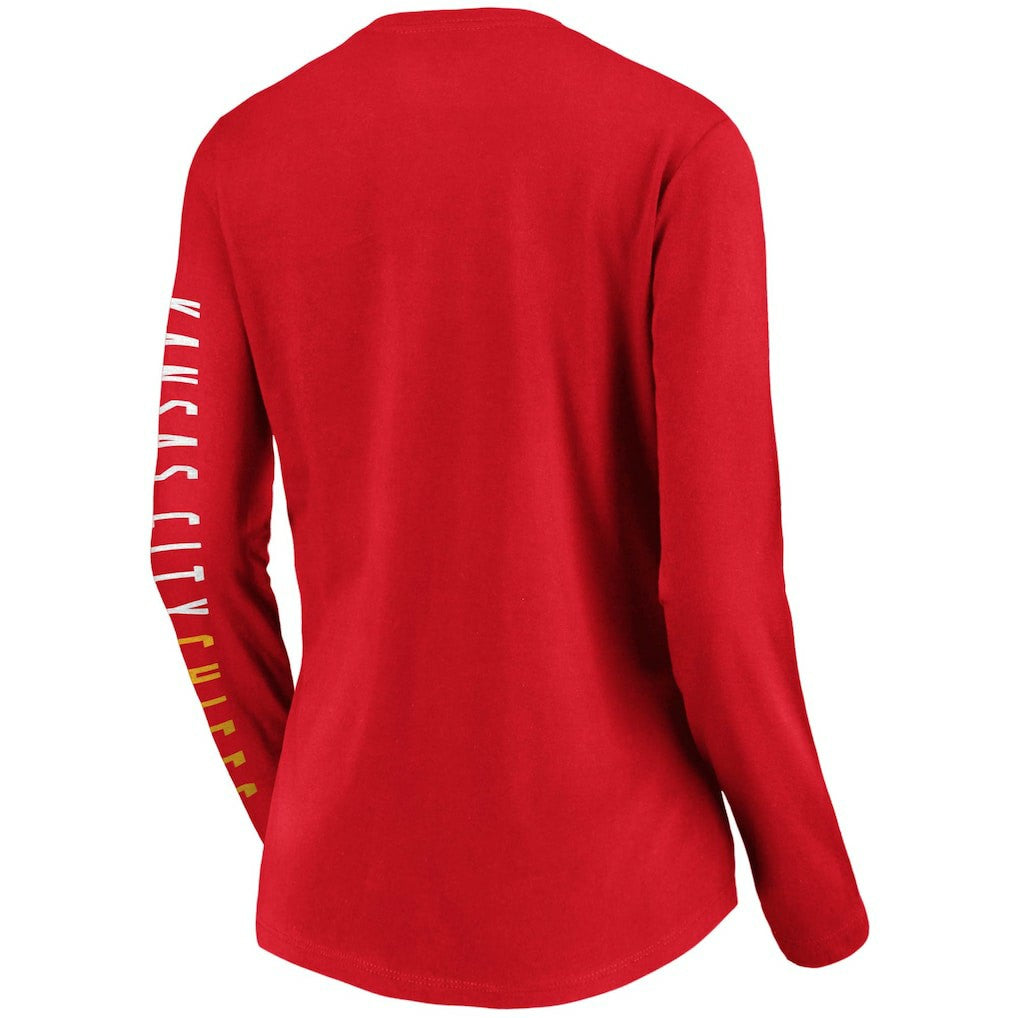Kansas City Chiefs Women's Slogan V-Neck Long Sleeve T-Shirt - Red - Fanatics