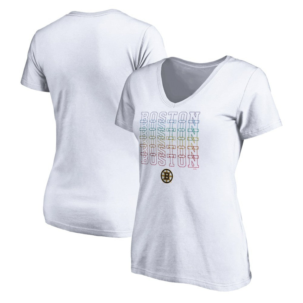 Boston Bruins Women's City Pride V-Neck T-Shirt - White | NHL online