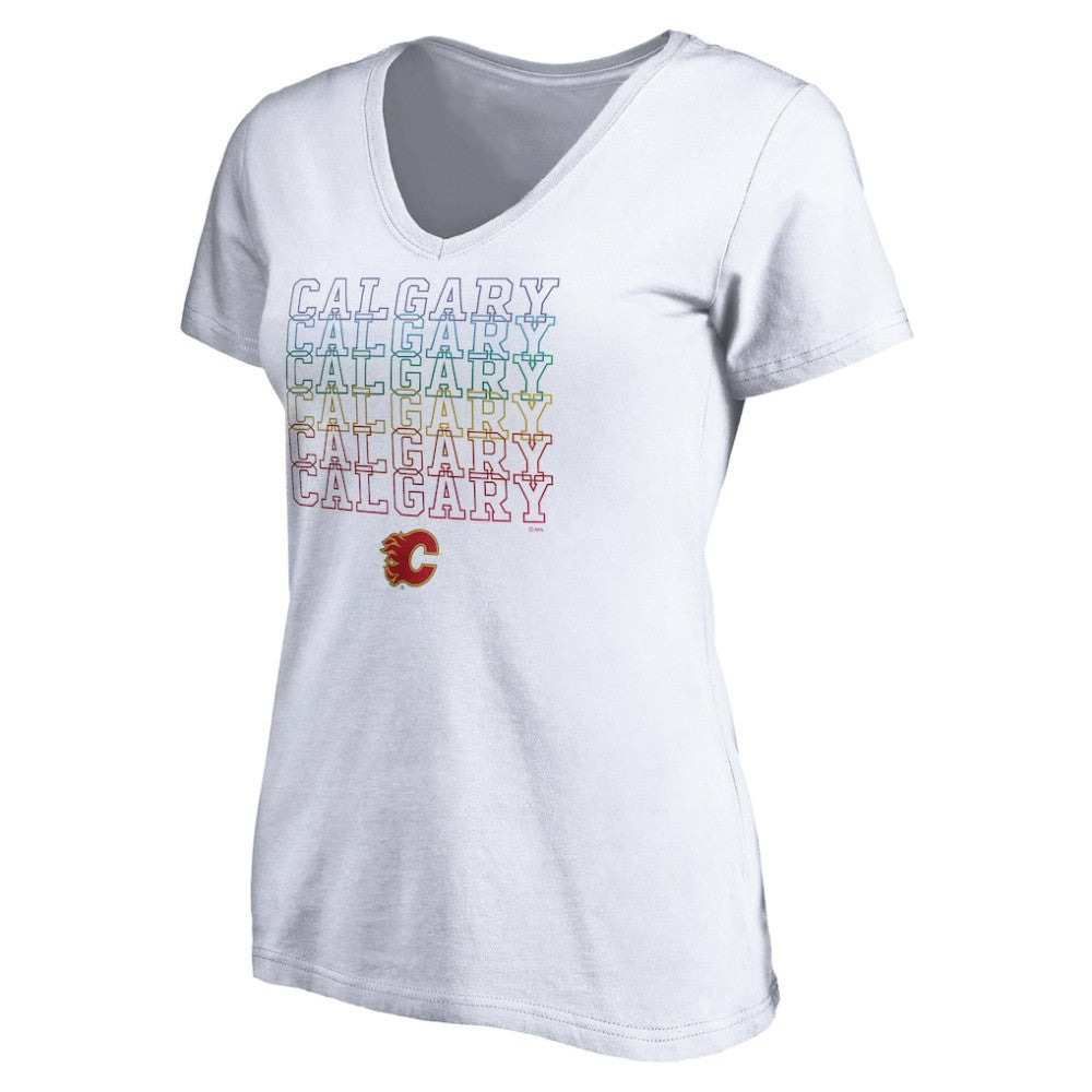 Calgary Flames Women's City Pride V-Neck T-Shirt - White | NHL online