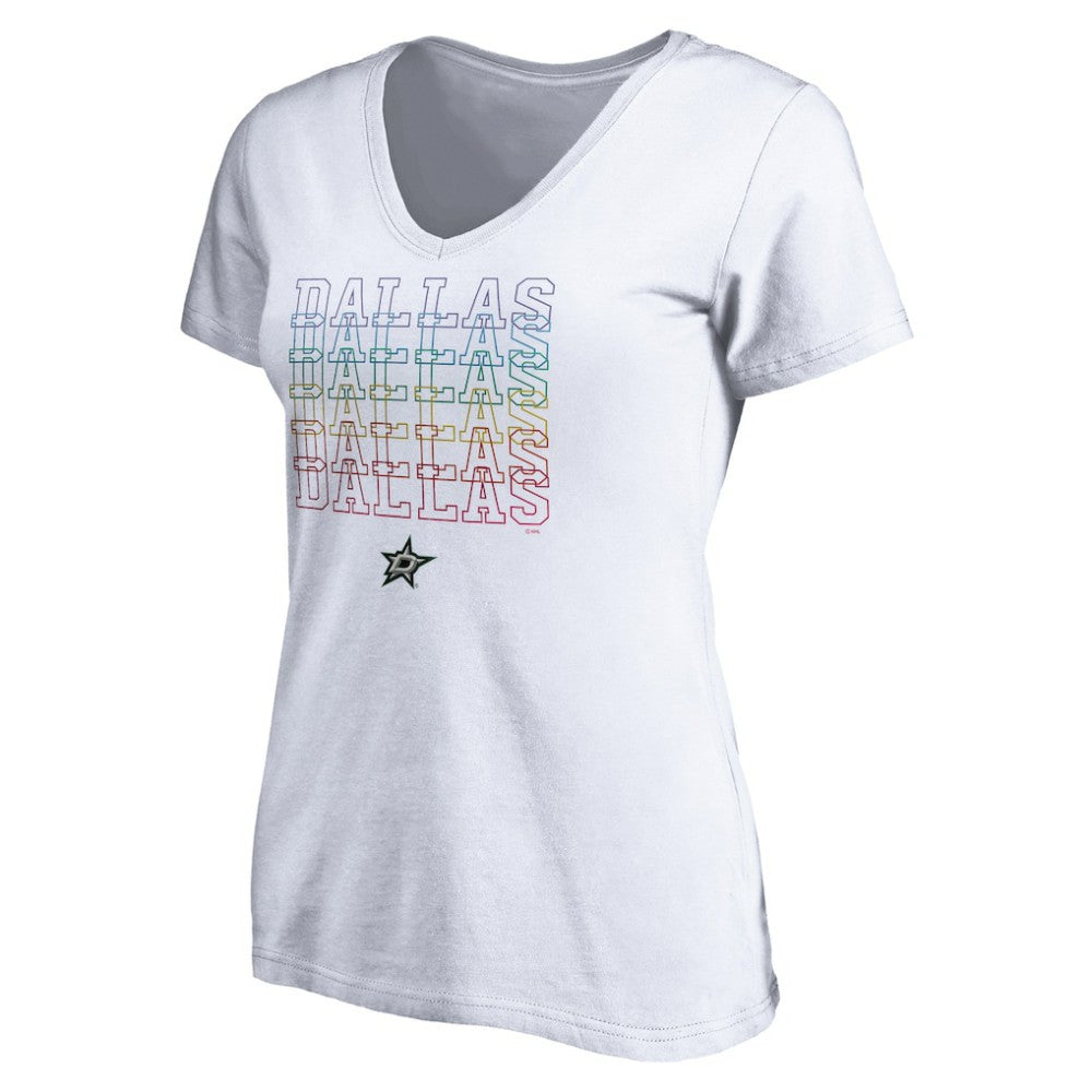 Dallas Stars Women's City Pride V-Neck T-Shirt - White | NHL Clearance