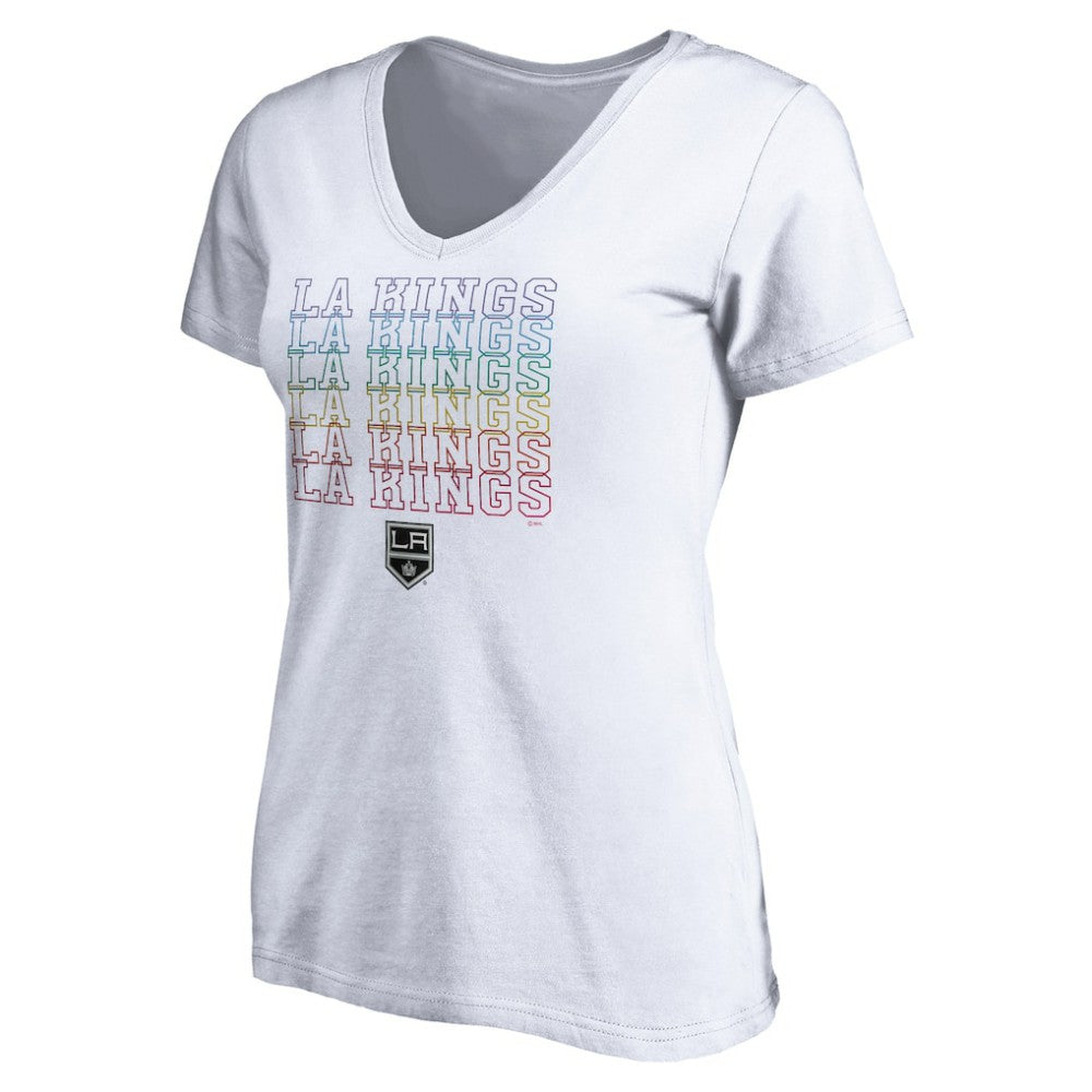 Los Angeles Kings Women's City Pride V-Neck T-Shirt - White | NHL Clearance