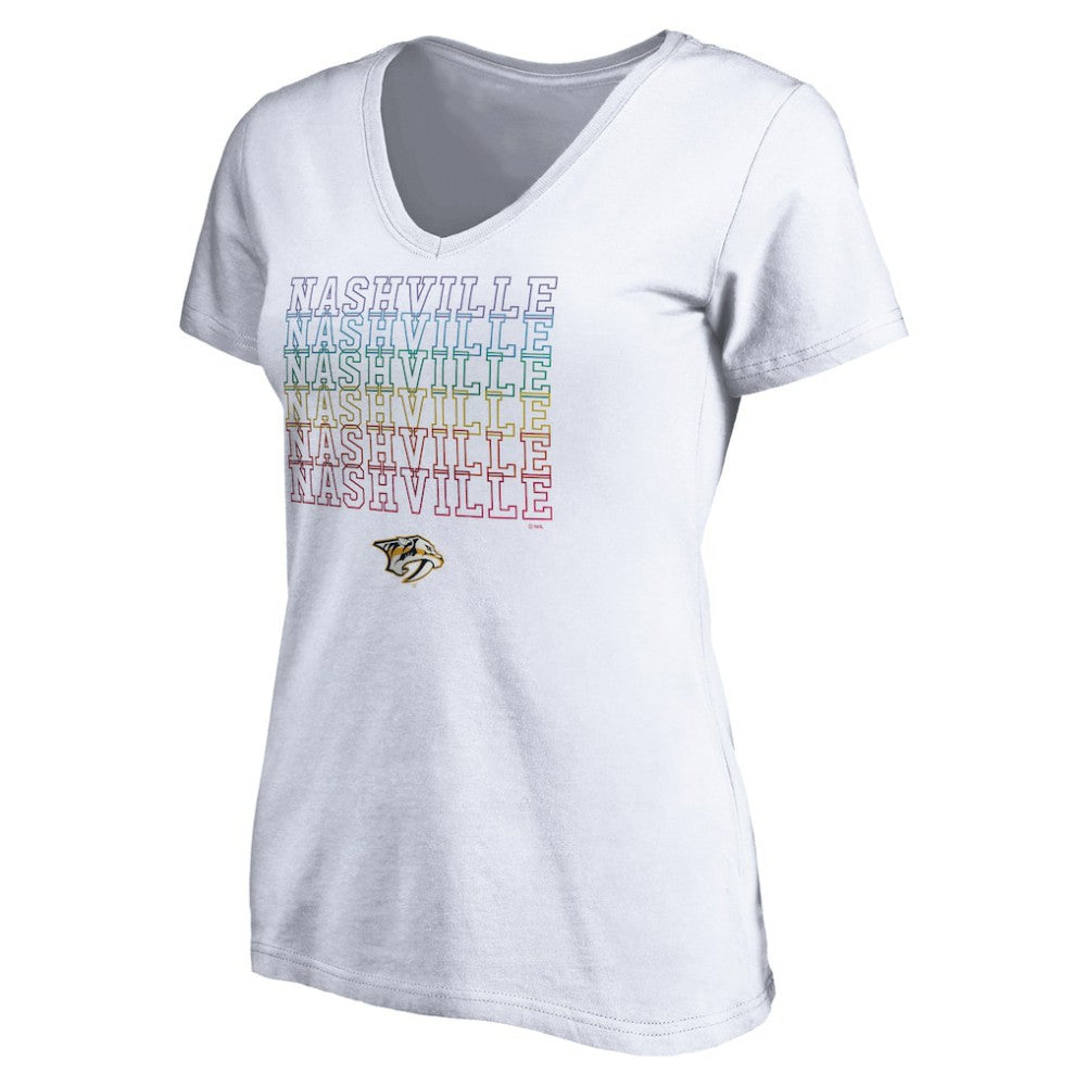 Nashville Predators Women's City Pride V-Neck T-Shirt - White | NHL near me