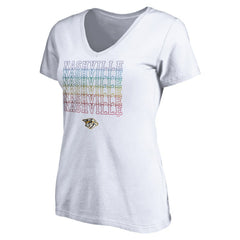 Nashville Predators Women's City Pride V-Neck T-Shirt - White | NHL near me