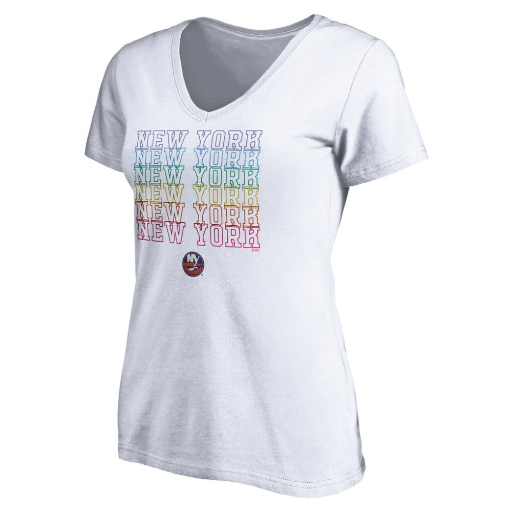 New York Islanders Women's City Pride V-Neck T-Shirt - White | NHL near me