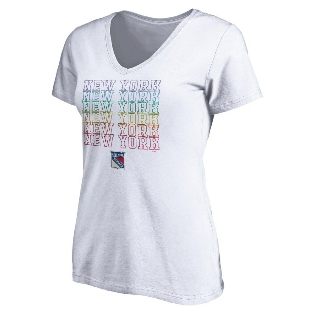 New York Rangers Women's City Pride V-Neck T-Shirt - White | NHL near me