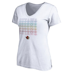 Ottawa Senators Women's City Pride V-Neck T-Shirt - White | NHL Clearance