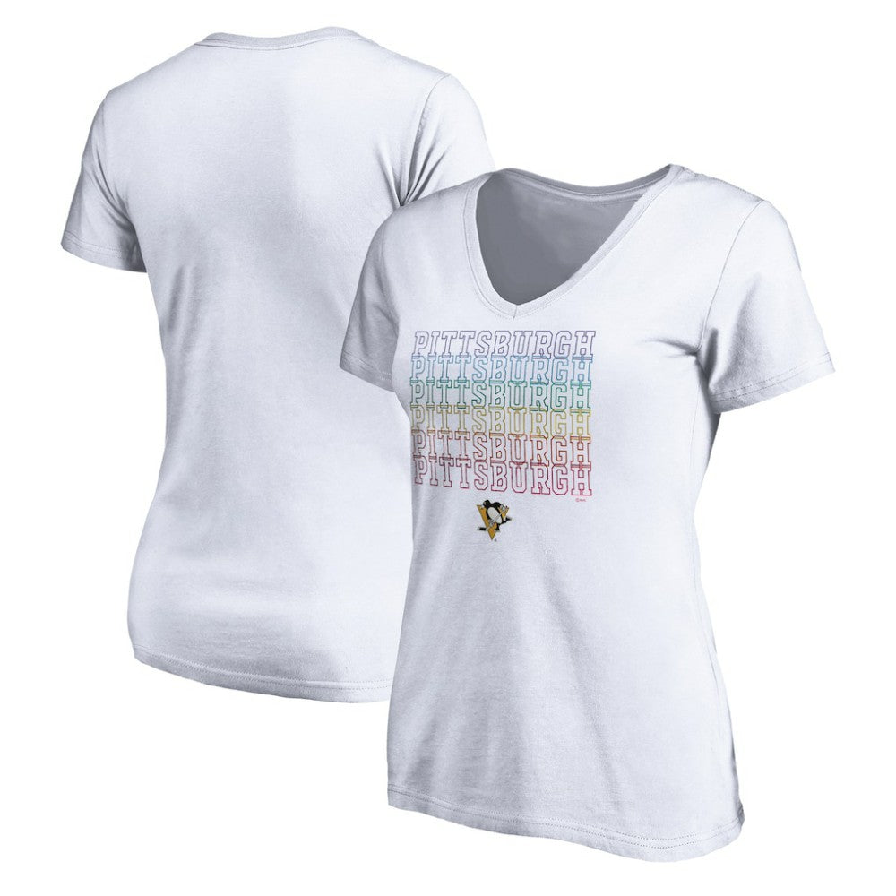 Pittsburgh Penguins Women's City Pride V-Neck T-Shirt - White | NHL Clearance