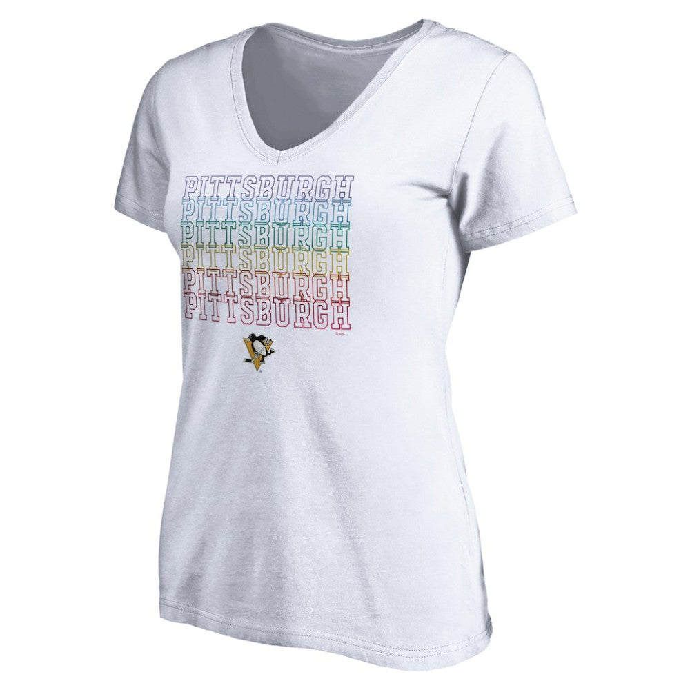 Pittsburgh Penguins Women's City Pride V-Neck T-Shirt - White | NHL Clearance