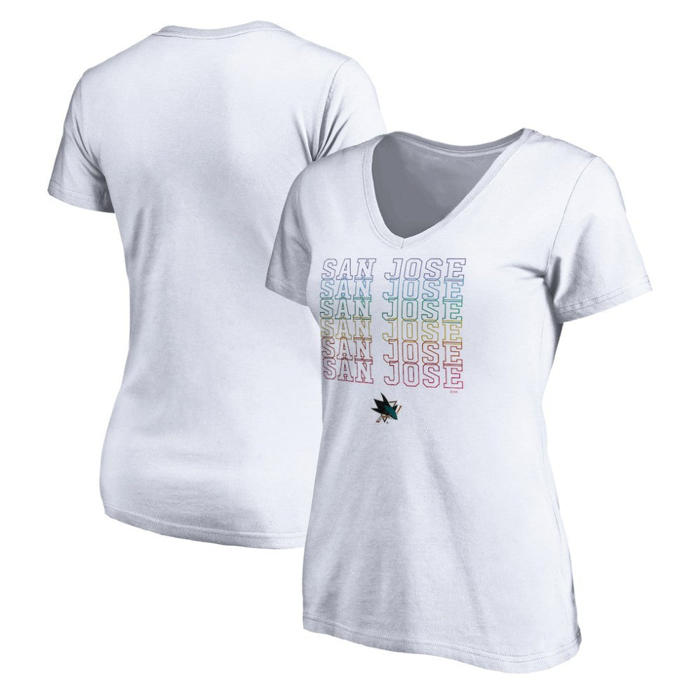 San Jose Sharks Women's City Pride V-Neck T-Shirt - White | NHL discount
