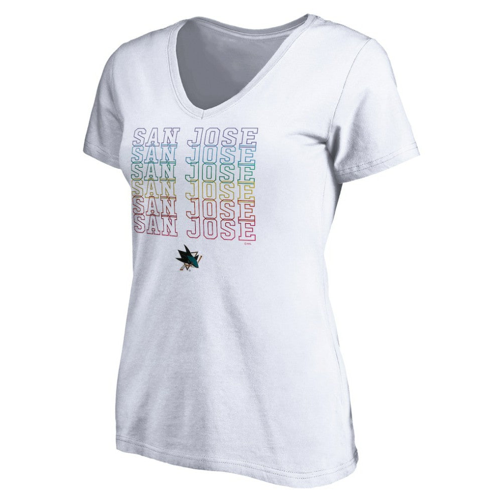 San Jose Sharks Women's City Pride V-Neck T-Shirt - White | NHL discount