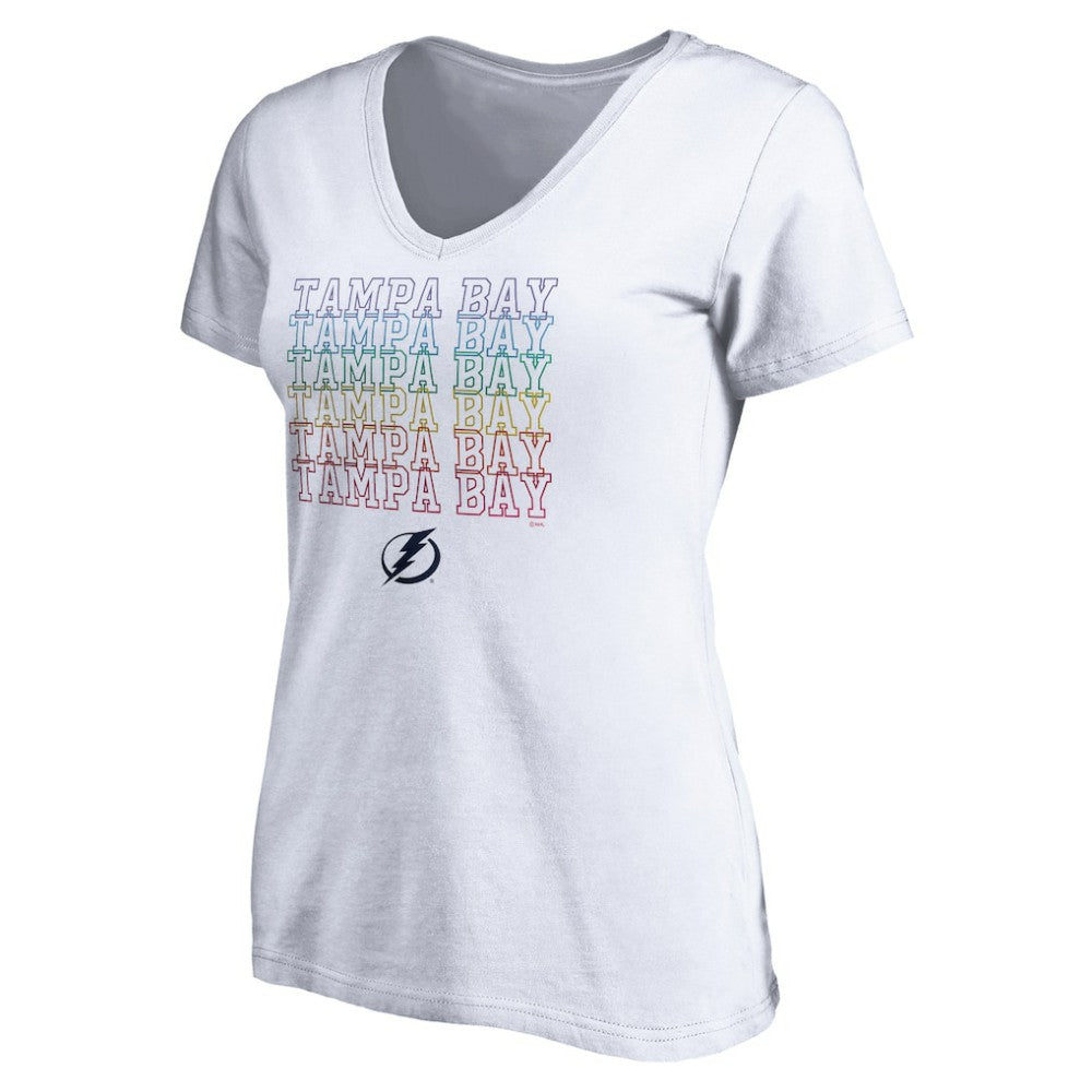 Tampa Bay Lightning Women's City Pride V-Neck T-Shirt - White | NHL Clearance