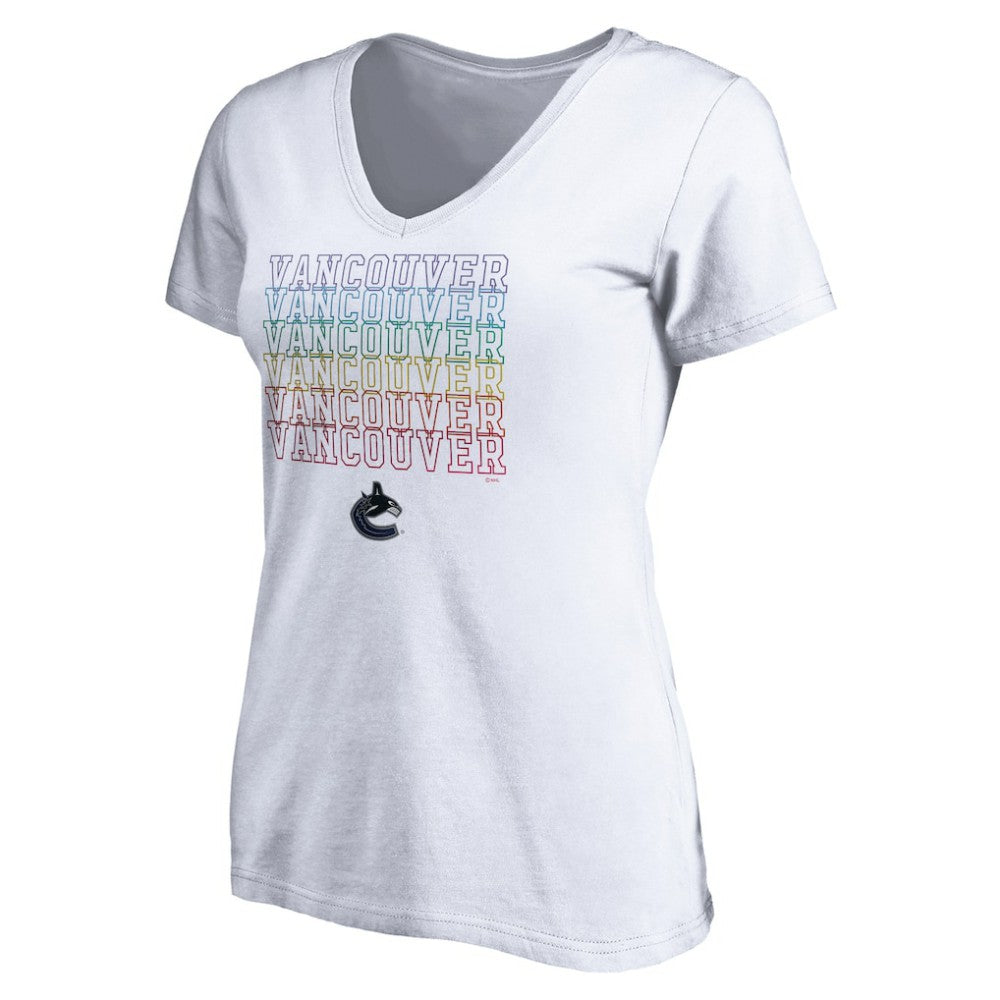 Vancouver Canucks Women's City Pride V-Neck T-Shirt - White | NHL discount