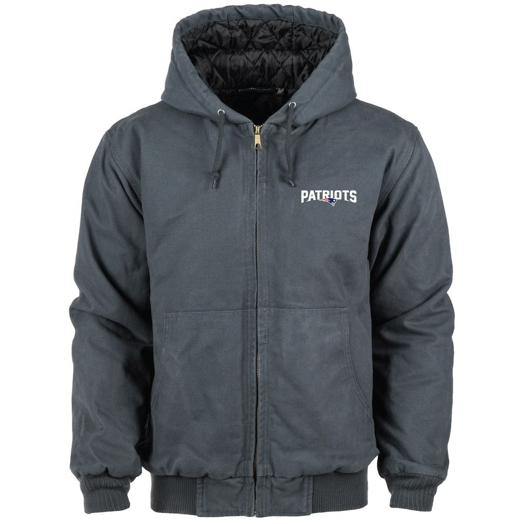New England Patriots Dunbrooke Big & Tall Dakota Canvas Hoodie Full-Zip Jacket - Charcoal - NFL