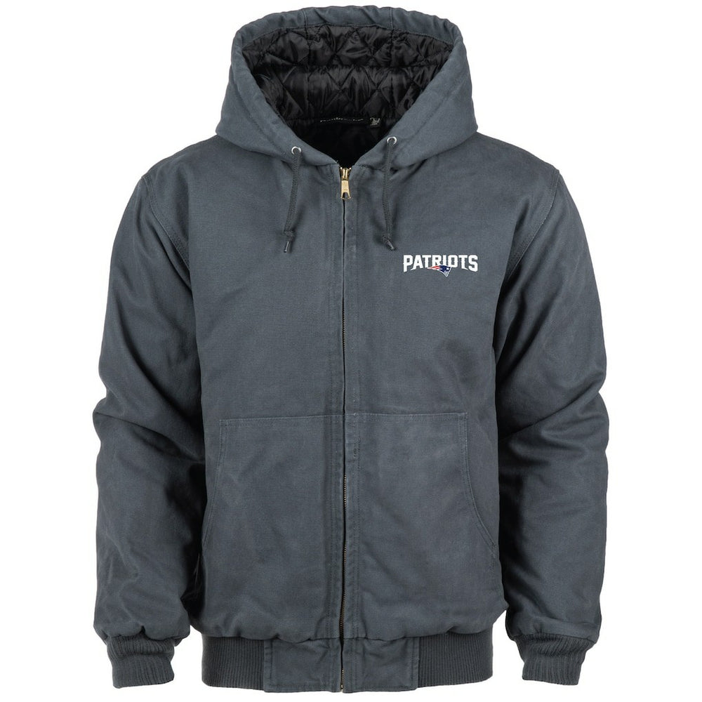 New England Patriots Dunbrooke Big & Tall Dakota Canvas Hoodie Full-Zip Jacket - Charcoal - NFL