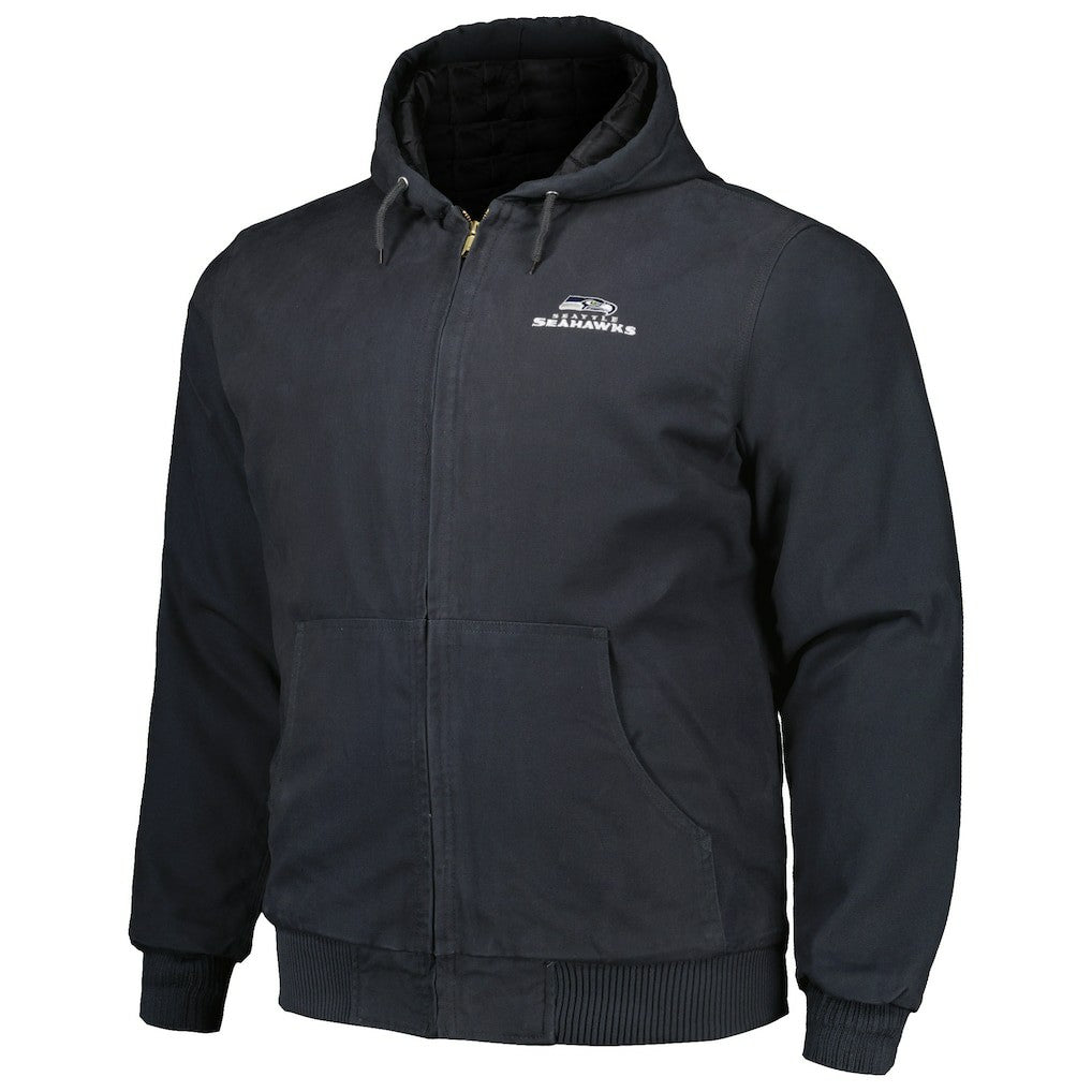 Seattle Seahawks Dunbrooke Big & Tall Dakota Canvas Hoodie Full-Zip Jacket - Charcoal - NFL