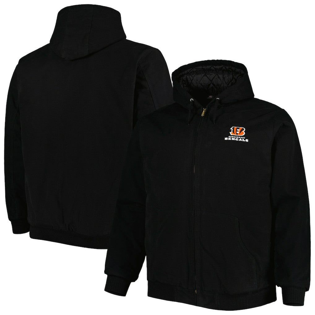 Cincinnati Bengals Dunbrooke Big & Tall Dakota Canvas Hoodie Full-Zip Jacket - Black - NFL