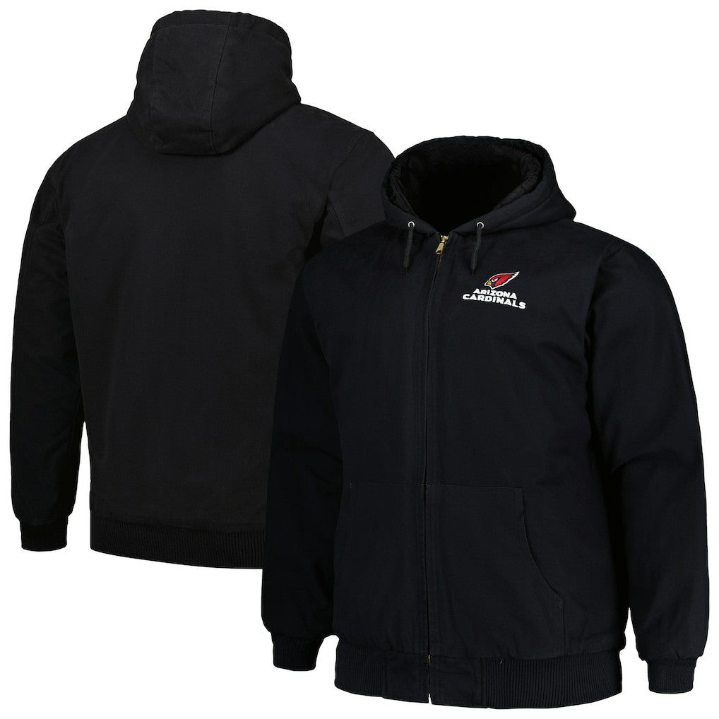 Arizona Cardinals Dunbrooke Big & Tall Dakota Canvas Hoodie Full-Zip Jacket - Black - NFL